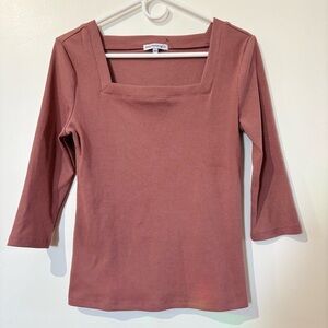 Fitted Pink 3/4 Sleeve Blouse with Square Neck PTP 18🩷